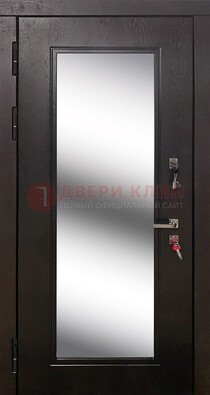Коричневая железная дверь со стеклом для дома ДС-23 во Владимире