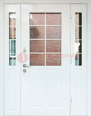 Белая стальная дверь со стеклом и фрамугами ДС-27 во Владимире