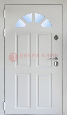 Белая стальная дверь МДФ со стеклом для дома ДС-37 во Владимире