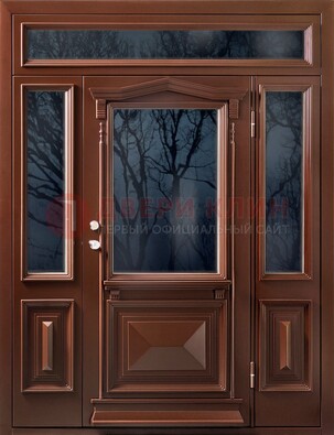 Коричневая металлическая дверь со стеклом ДС-67 во Владимире