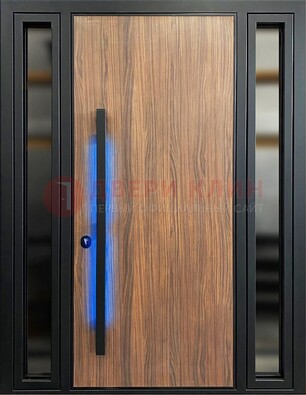 Коричневая металлическая дверь со стеклом ДС-69 во Владимире