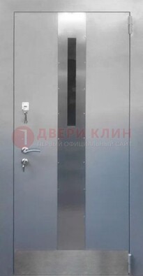 Серая металлическая дверь со стеклом ДС-74 во Владимире