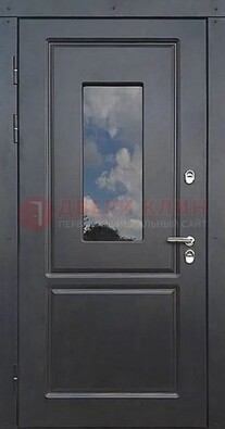 Чёрная металлическая дверь со стеклом ДС-77 во Владимире