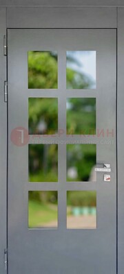 Серая металлическая дверь со стеклом ДС-78 во Владимире