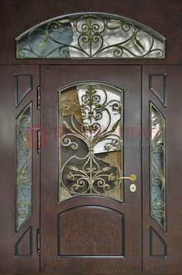 Входная дверь Винорит со стеклом и ковкой и фрамугами ДСК-213 во Владимире