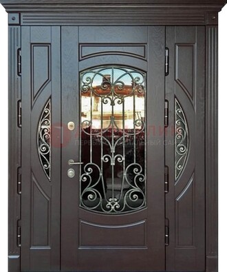 Полуторная железная дверь Винорит со стеклом и ковкой ДСК-231 во Владимире