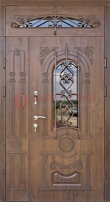Распашная стальная дверь Винорит со стеклом и ковкой ДСК-232 во Владимире