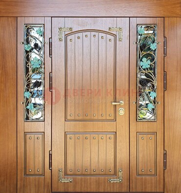 Железная дверь Винорит со стеклом и ковкой лозы ДСК-236 во Владимире