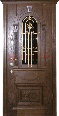 Железная дверь со стеклом и ковкой в классическом стиле ДСК-23 во Владимире
