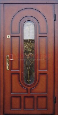 Яркая металлическая дверь Винорит со стеклом и ковкой ДСК-268 во Владимире