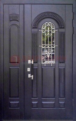 Входная дверь Винорит со стеклом и ковкой с узором ДСК-270 во Владимире