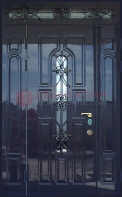 Глянцевая полуторная дверь Винорит стекло и ковка ДСК-275 во Владимире