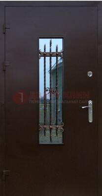 Надежная металлическая дверь со стеклом и ковкой ДСК-47 во Владимире