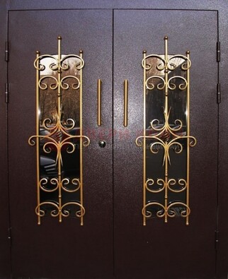 Металлическая дверь с ковкой и остеклением ДСК-49 во Владимире