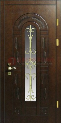 Дизайнерская металлическая дверь со стеклом и ковкой ДСК-50 во Владимире