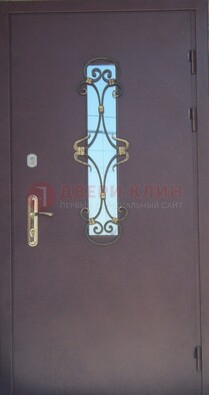 Металлическая дверь со стеклом и ковкой ДСК-77 во Владимире