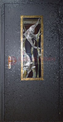 Металлическая дверь со стеклом и ковкой ДСК-82 для крыльца во Владимире
