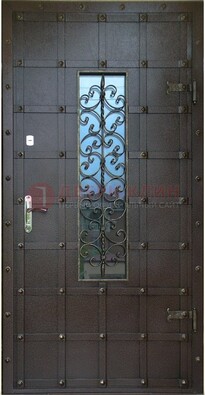 Стальная дверь со стеклом и ковкой ДСК-84 с утеплением во Владимире