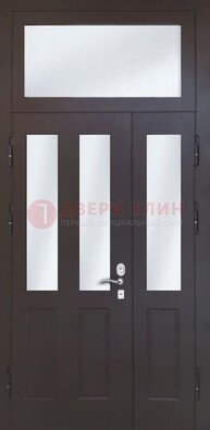 Черная тамбурная дверь со стеклянными вставками ДТМ-38 во Владимире