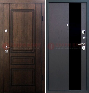 Входная дверь Итальянский орех с МДФ с черным стеклом ДМ-1199 во Владимире