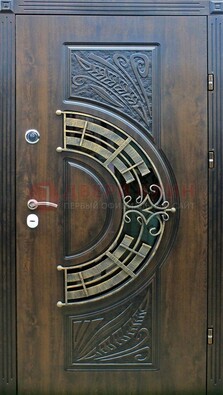 Металлическая филенчатая дверь с виноритом и стеклом ДВТ-144 во Владимире