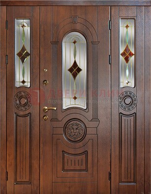 Парадная полуторная дверь с виноритом и витражом ДВТ-172 во Владимире