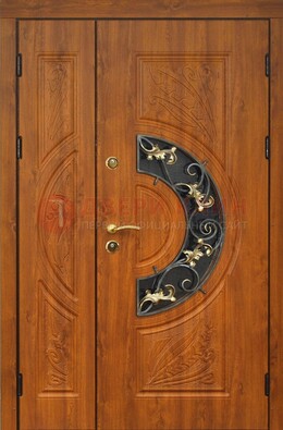 Входная дверь цвета золотой дуб с виноритом и ковкой ДВТ-176 во Владимире