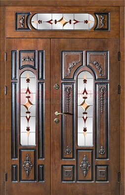 Элитная дверь цвета дуб с виноритом и витражом ДВТ-177 в Железнодорожном