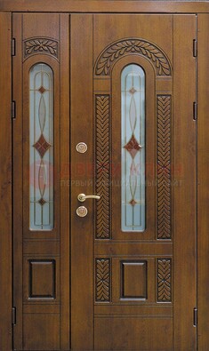 Темная стальная дверь с виноритом и стеклом ДВТ-179 во Владимире