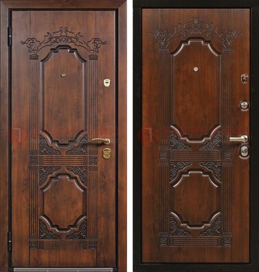 Коричневая железная дверь с виноритом и узором ДВТ-211 во Владимире