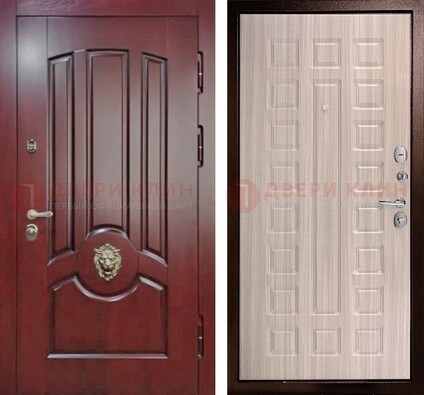 Темно-красная входная дверь с виноритом ДВТ-234 во Владимире