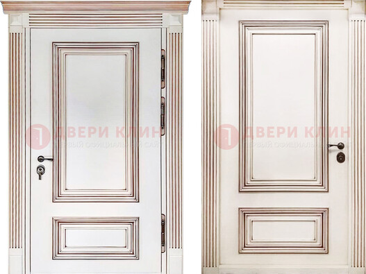 Белая металическая дверь с виноритом для дома ДВТ-239 во Владимире
