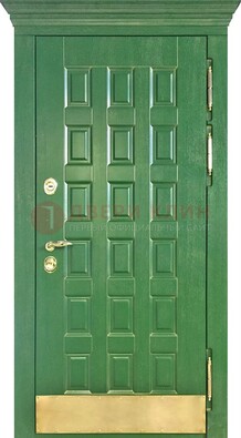 Входная зеленая дверь с виноритом для коттеджа ДВТ-249 во Владимире