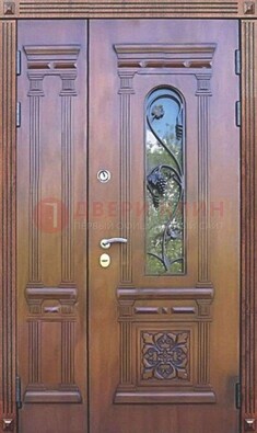 Железная коричневая филенчатая дверь с виноритом и МДФ ДВТ-85 во Владимире