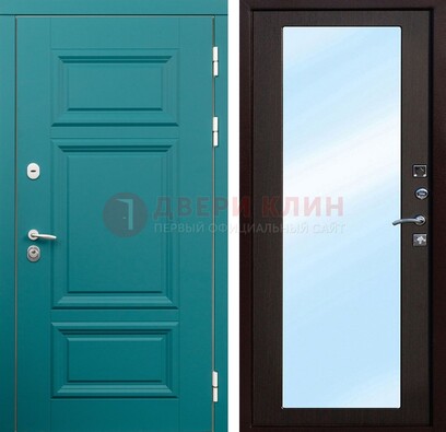 Зеленая входная дверь терморазрыв c виноритом и МДФ с зеркалом ДЗ-122 во Владимире