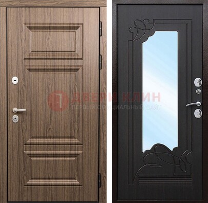 Входная коричневая дверь с зеркалом МДФ Венге ДЗ-127 во Владимире
