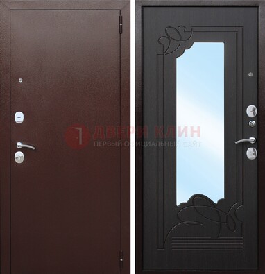 Коричневая стальная дверь с зеркалом ДЗ-18 во Владимире