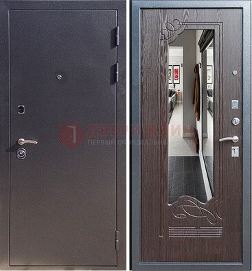 Черная входная дверь с зеркалом МДФ внутри ДЗ-29 во Владимире