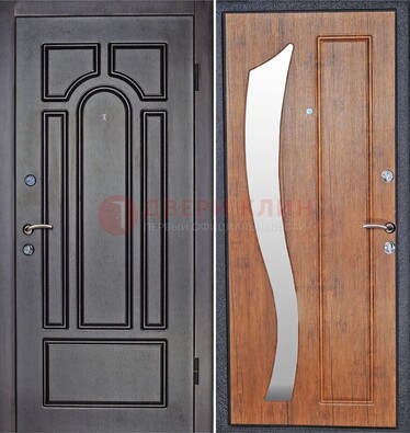 Темная железная дверь с зеркалом ДЗ-35 во Владимире