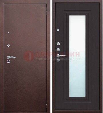 Коричневая металлическая дверь с зеркалом ДЗ-43 во Владимире