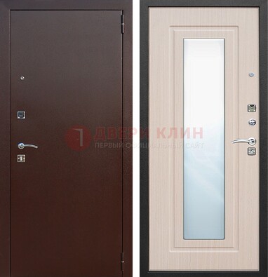 Входная дверь с порошковым покрытием филенчатой МДФ и зеркалом ДЗ-65 в Балашихе