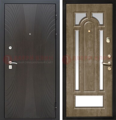 Темная металлическая дверь МДФ с различными зеркальными вставками внутри ДЗ-82 во Владимире