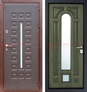 Металлическая дверь МДФ со стеклянной вставкой снаружи и зеркальными внутри ДЗ-84 во Владимире