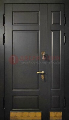 Черная полуторная железная дверь для частного дома ПЛ-2 во Владимире
